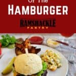 "History of the Hamburger" with a picture of a hamburger