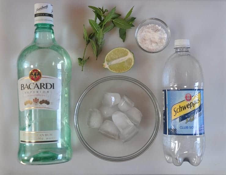 Mojito Ingredients on a white table.
