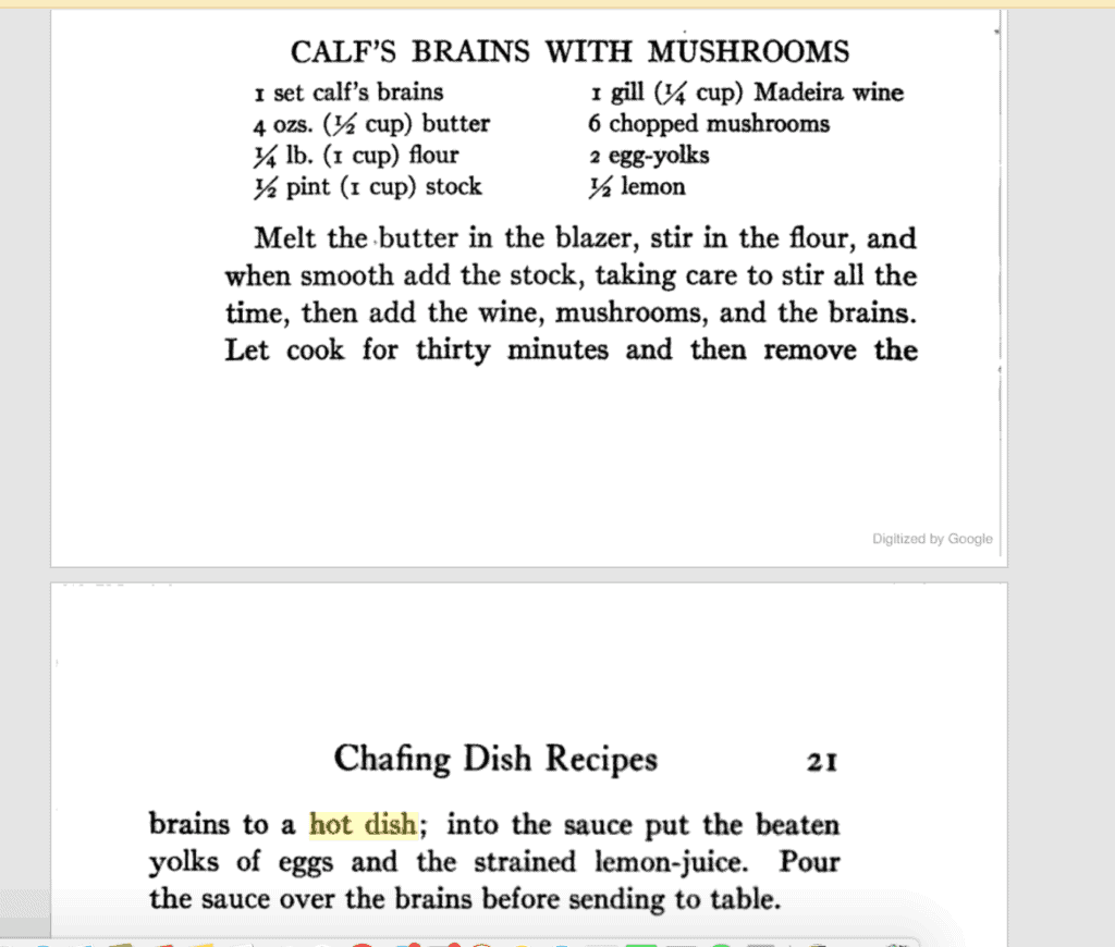 Calf Brains with Mushrooms Recipe.