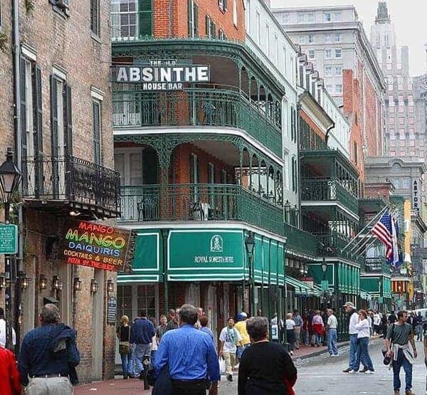 Downtown New Orleans Food and Cocktail heritage - an absinthe bar displayed