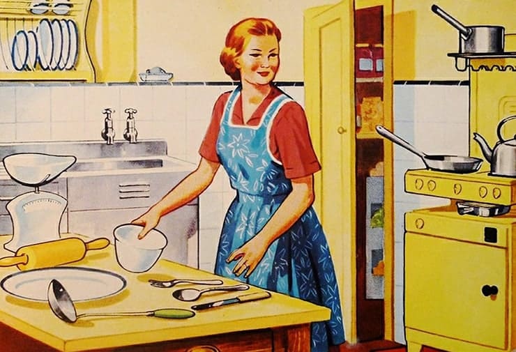 Retro view of post WWII America in the kitchen