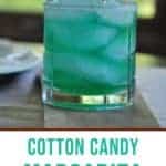 Cotton Candy Margarita on wood table.