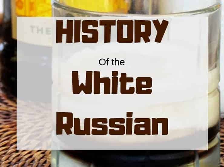 "History of the White Russian" overlayed on an image of the white russian