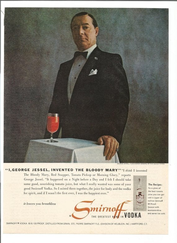 Life Magazine Smirnoff advertisement that talks about the origin of the Bloody Mary