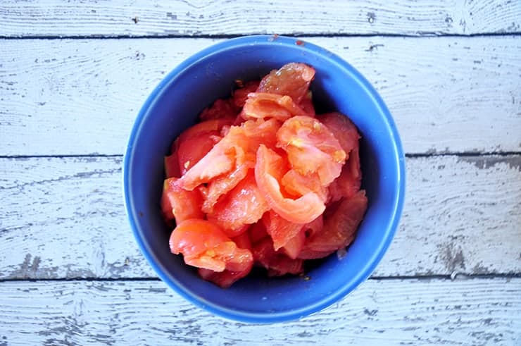 Tomatoes in a bowl without the pulp.