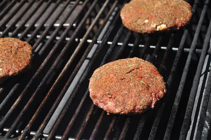 Grilling Seasoned Burger Patties.