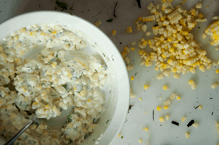 Mixing all ingredients in White bowl.