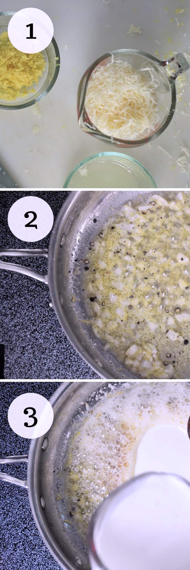 3 Step Creamy Lemon Butter Sauce Process