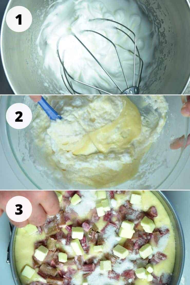 Three process images of making this cake, which are numbered and shown below.