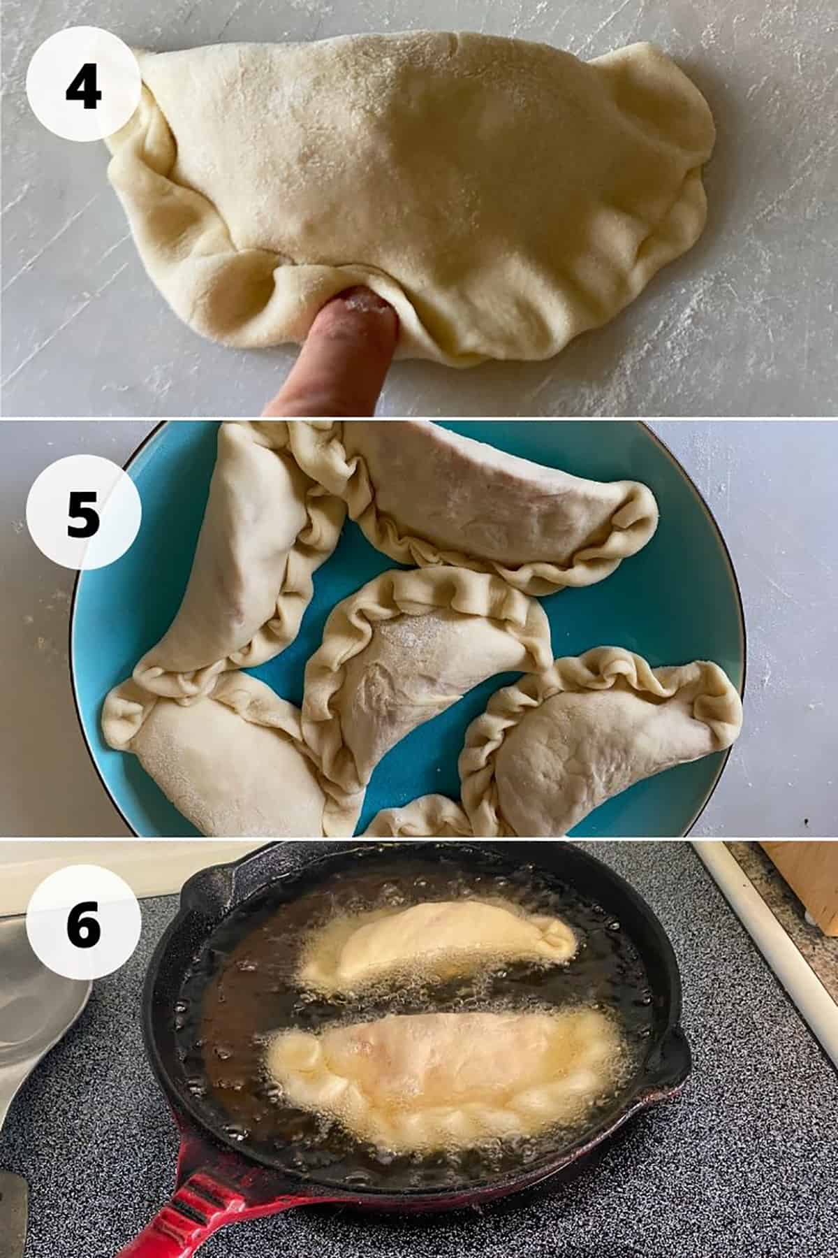 Panzerotti process shots cooking 1-3. Full details and description listed below.