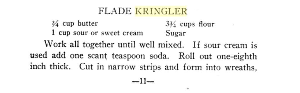 The original Flade Kringler recipe from the linked-to "Cook Book of Popular Norse Recipes" Google book.