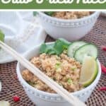 "Homemade Thai Crab Fried Rice" with a white bowl filled with the rice recipe.