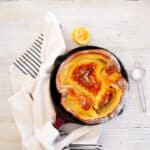 Overhead view of a completed Dutch Baby Pancake recipe