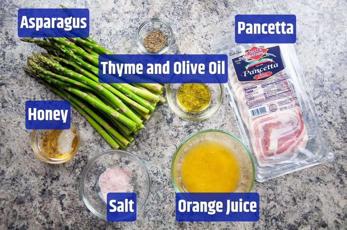 Ingredients for Pancetta Wrapped Asparagus.
