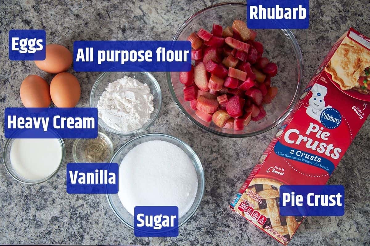 Rhubarb Pie Ingredients.