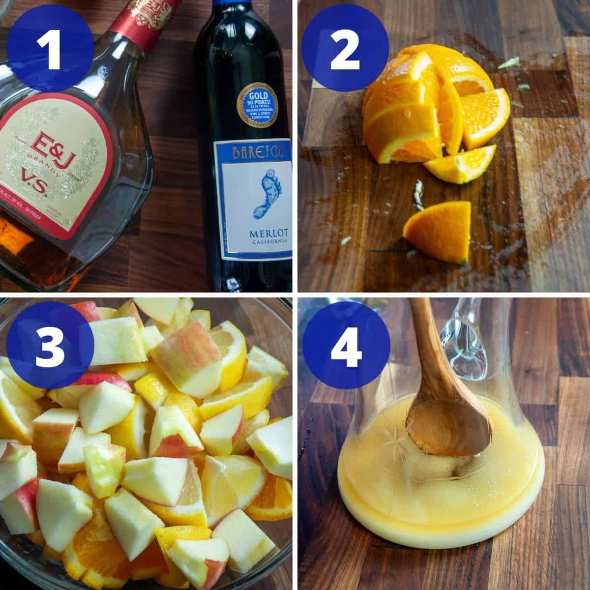 Process of making red Sangria.