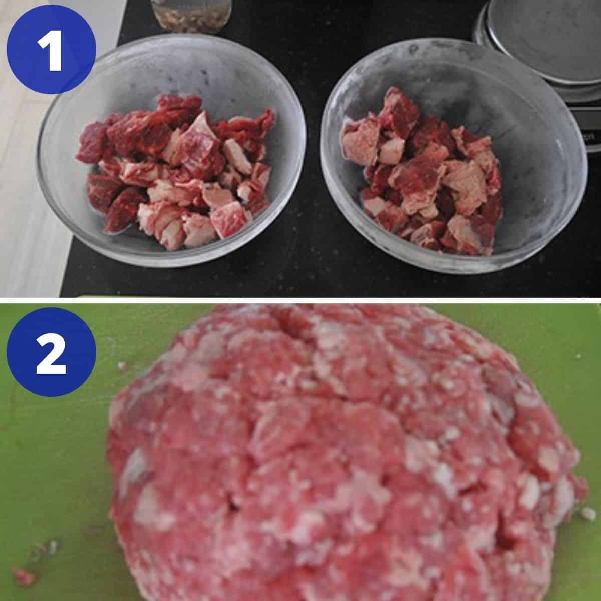 Process pictures for making food processor ground beef.