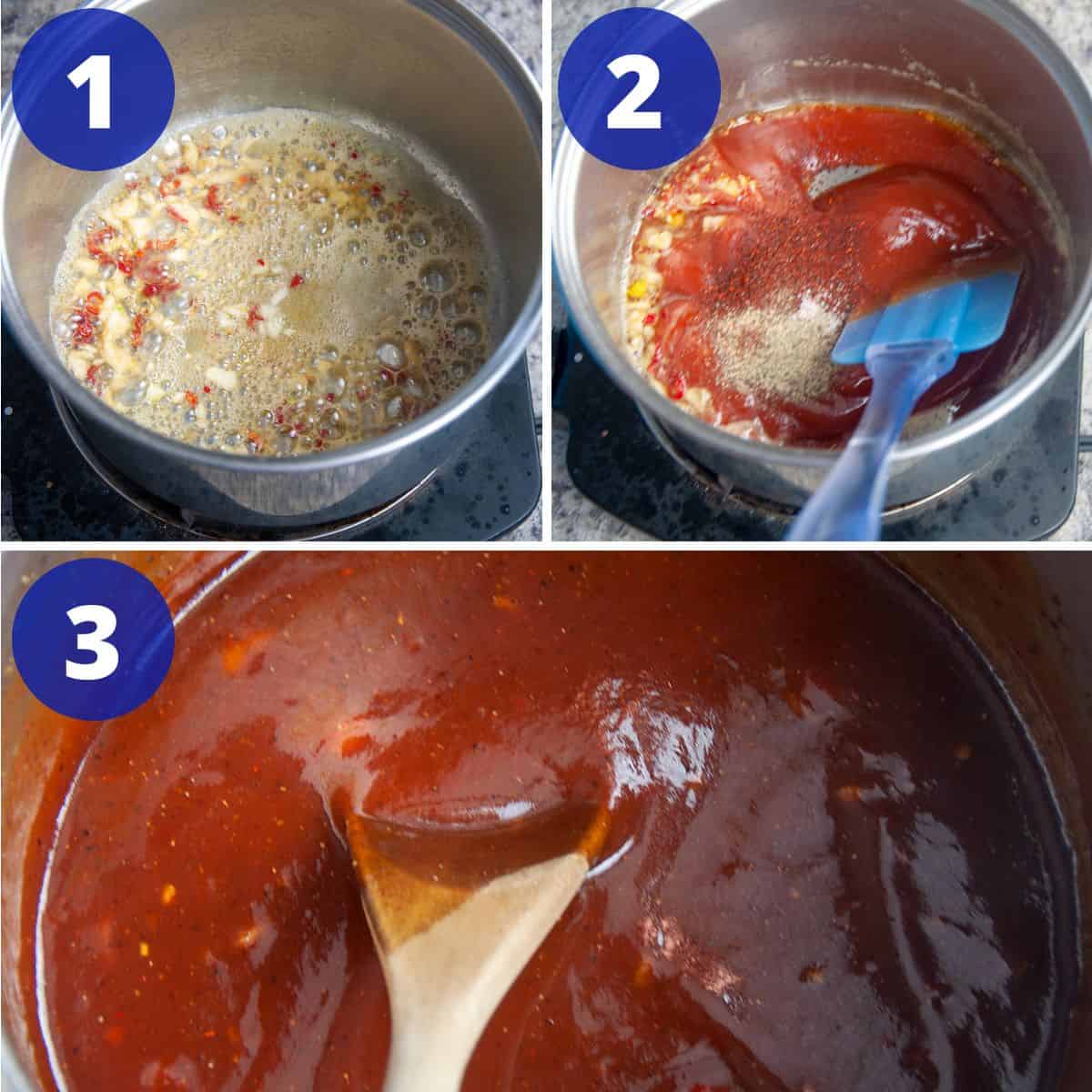 Process for making Fireball Whisky Spicy Barbecue Sauce.