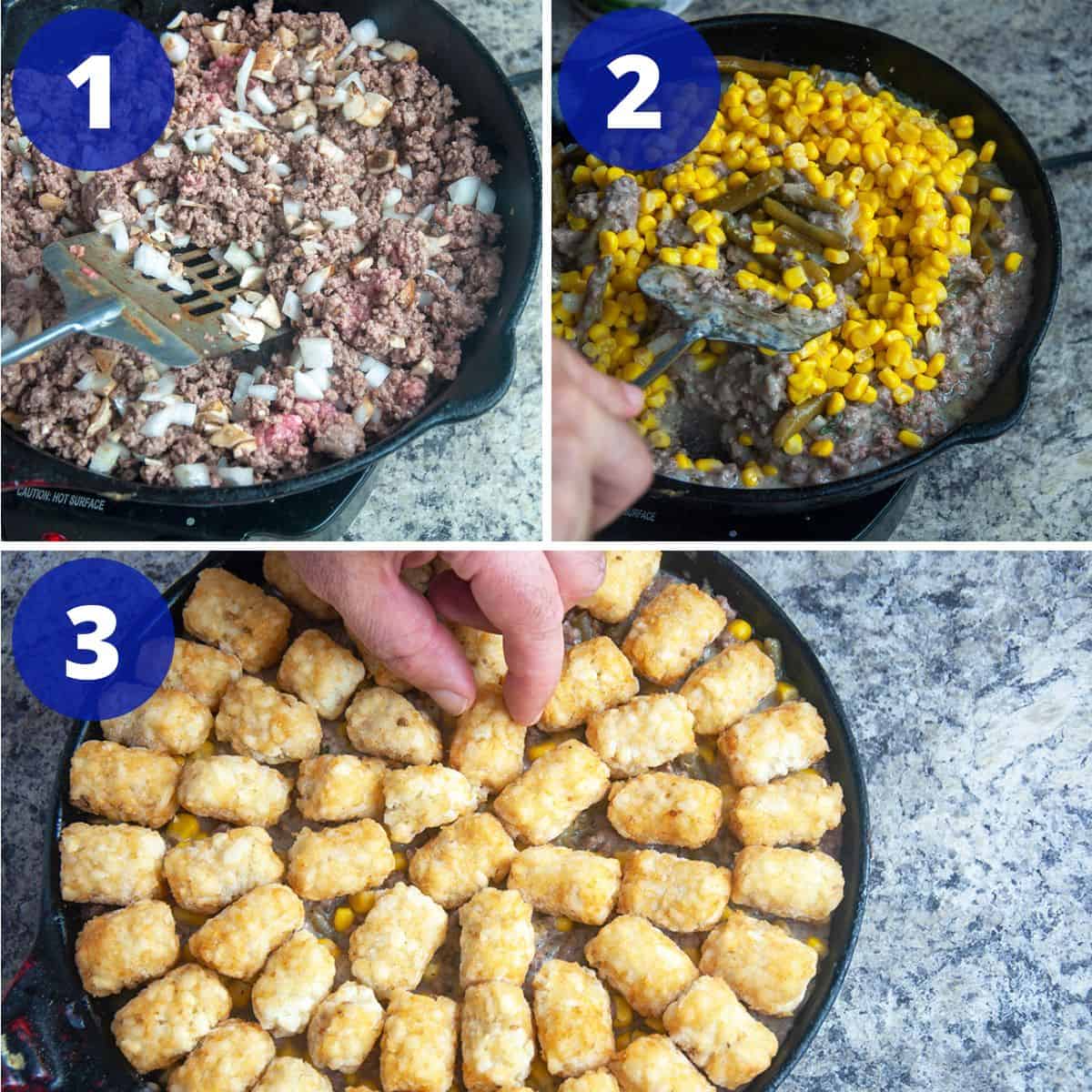 Process for making this tater tot dinner.