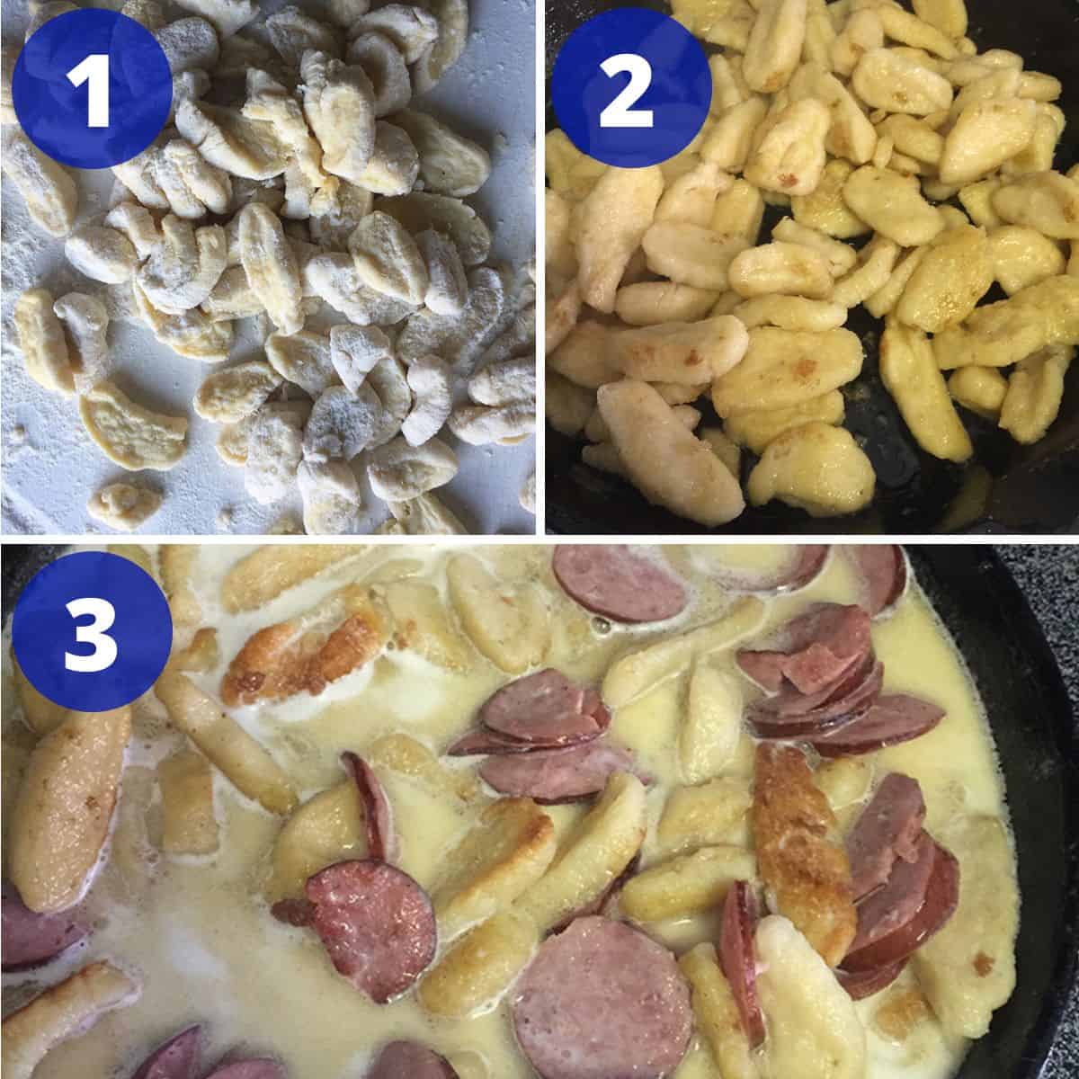 Process images for making dumpling, sauerkraut and sausage.