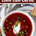 Slow Cooker Chili Con Carne in a white bowl.