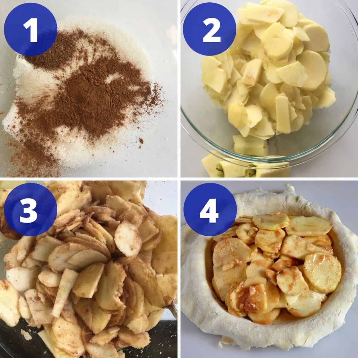 Process for making apple pie.