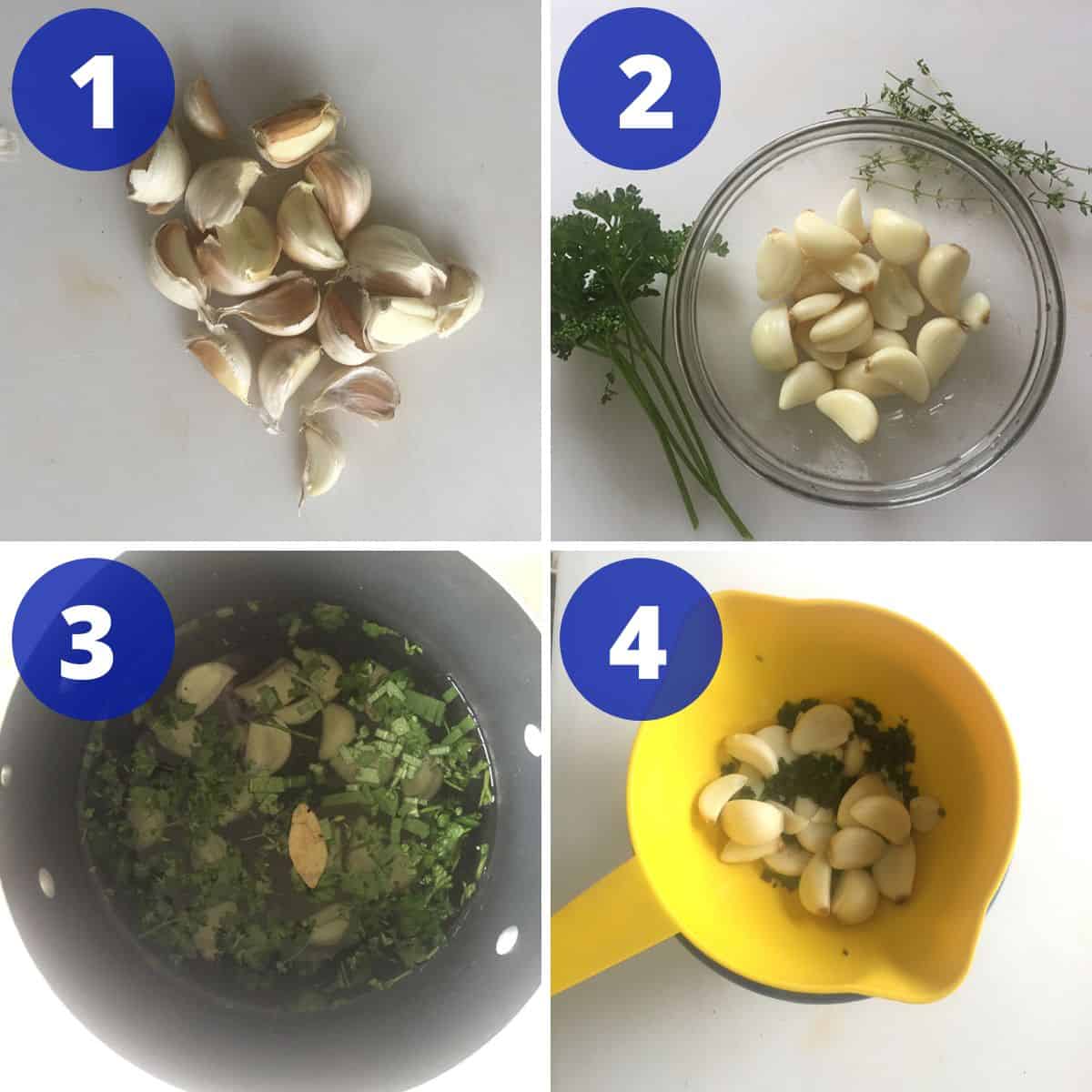 Process for making garlic soup.