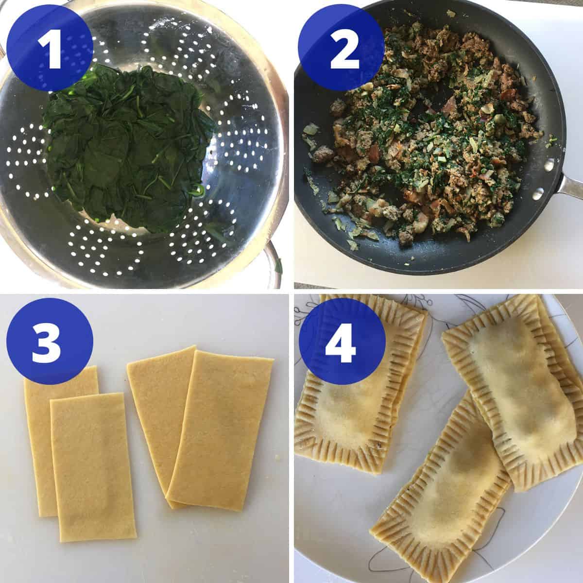 Process for making maultaschen.