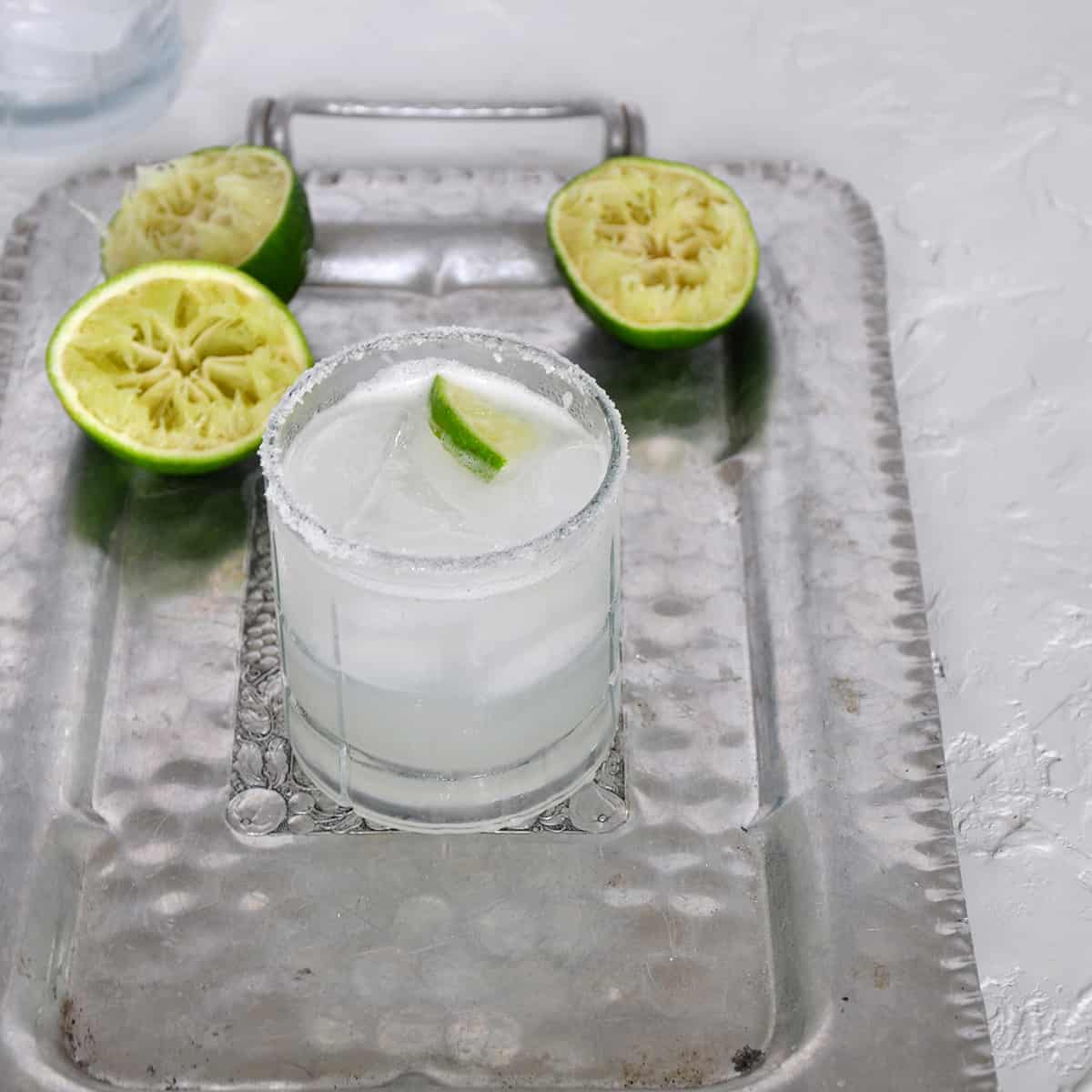 A classic margarita on a tray.