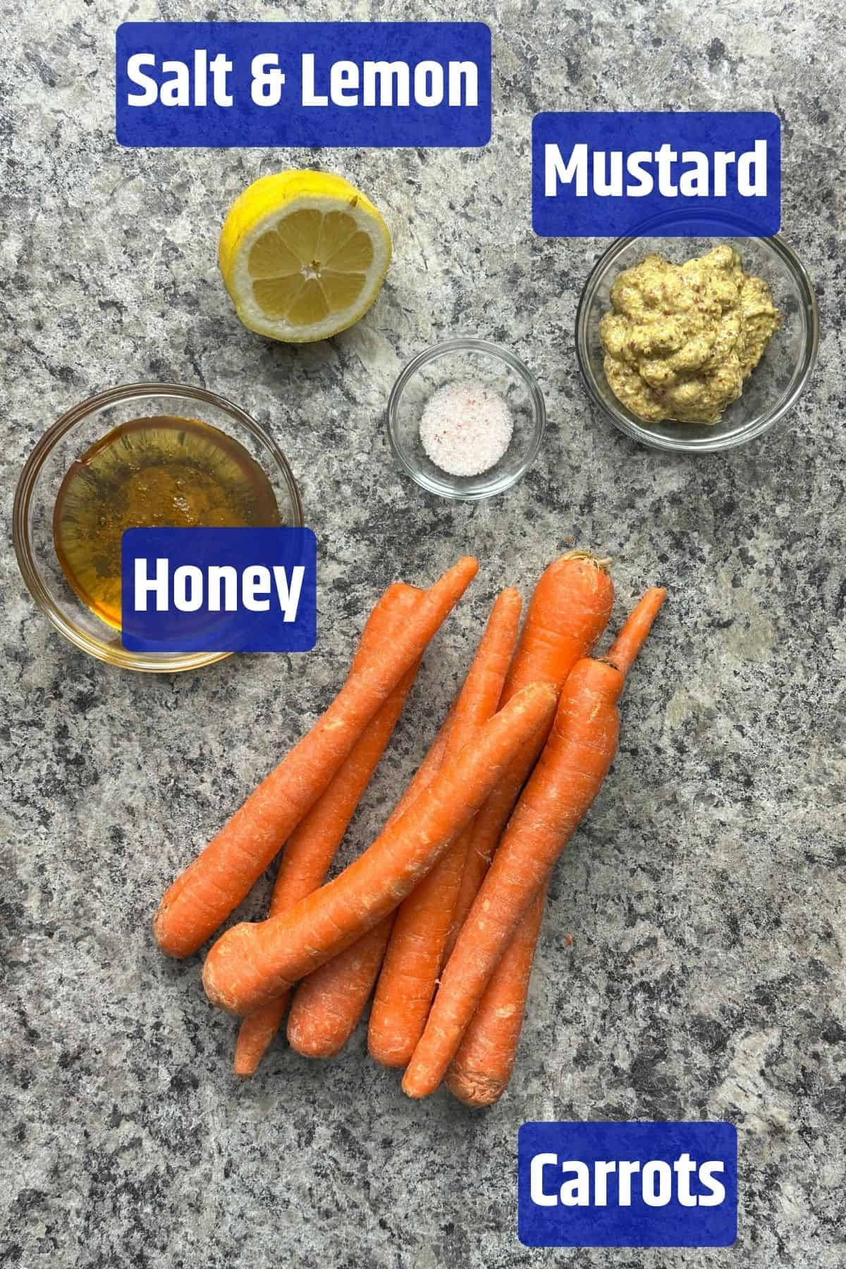 Grilled Carrots with Honey Mustard Glaze ingredients.