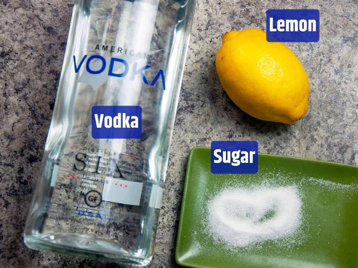 Lemon drop shot ingredients.