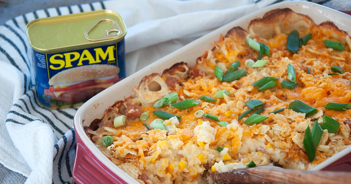 Cheesy Hash Browns and SPAM Casserole