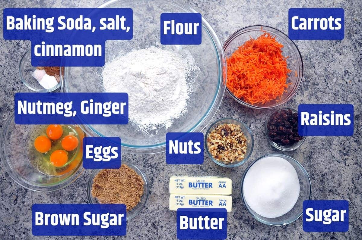 Carrot Cake Bars ingredients.