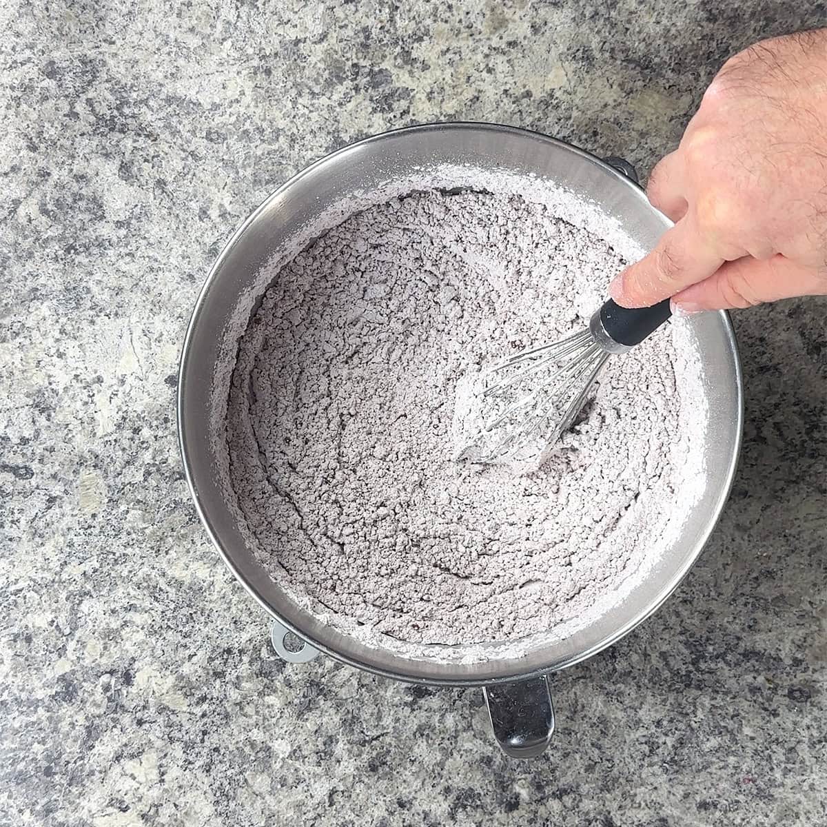 Dry Ingredients Powdered sugar and cocoa mixed together.