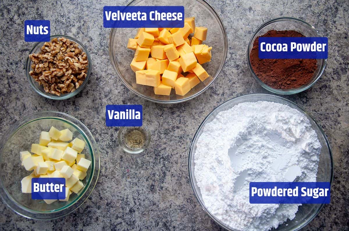 Ingredients Velveeta fudge ingredients.